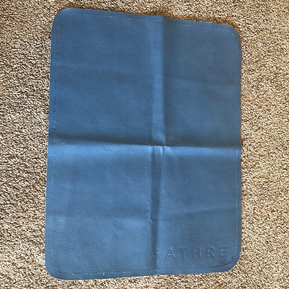 Leather Gathre changing pad in Navy Blue